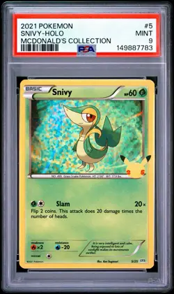 PSA 9 Snivy Holo 2021 Pokemon McDonald's Collection 25th Anniversary #5 - Image 1