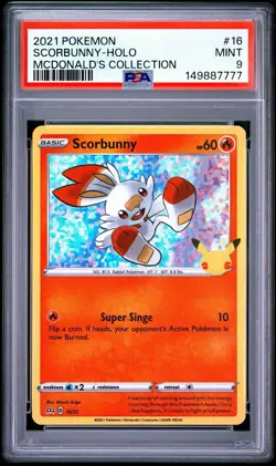 PSA 9 Scorbunny Holo 2021 Pokemon McDonald's Collection 25th Anniversary #16 - Image 1