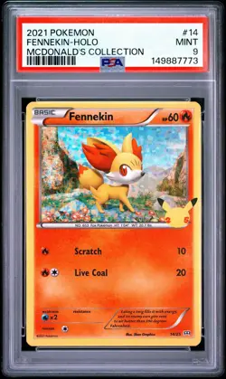 PSA 9 Fennekin Holo 2021 Pokemon McDonald's Collection 25th Anniversary #14 - Image 1