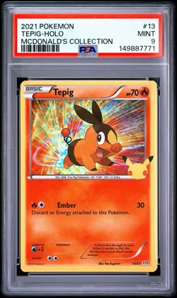 PSA 9 Tepid Holo 2021 Pokemon McDonald's Collection 25th Anniversary #13 - Image 1