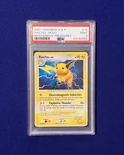 PSA 9 Raichu Holo #15 D&P Mysterious Treasures 2007 Pokemon MINT - Image 1