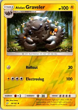 Alolan Graveler 36/181 UC Team Up Pokemon Reverse Holo NM/M - Image 1
