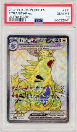 PSA 10 Gem Mint Tyranitar ex 211/197 Full Art Pokemon Obsidian Flames - Image 1