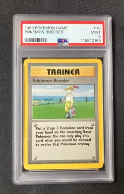 Pokemon 1999 Base Set Pokemon Breeder Trainer #76 PSA 9 Mint - Image 1