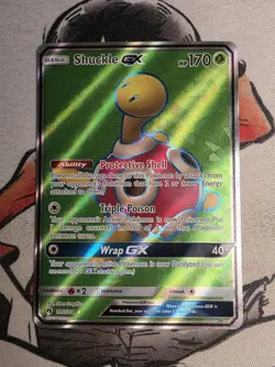 Shuckle GX 195/214 2018 Pokemon Lost Thunder Full Art Ultra Rare Holo LP Card - Image 1