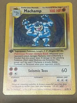 1999 Pokemon Card TCG Machamp 8/102 Base Set 1st Edition Holo - Image 1
