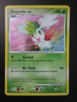 SHAYMIN HOLO POKEMON CARD 15/127 PLATINUM BASE NEVER PLAYED NM- W/ DOUBLE SWIRL - Image 1