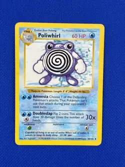 Pokemon Poliwhirl 38/102 Shadowless (HP) Vintage Base Set 1999 WoTC - Image 1