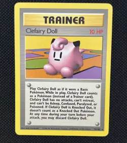 Pokemon TCG Clefairy Doll 70/102 (MP) 1999 Base Set Unlimited Rare WoTC - Image 1