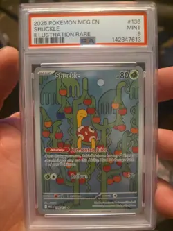 2025 Pokemon Mega Evolution ME01: Shuckle Illustration Rare #136/132 PSA 9 - Image 1
