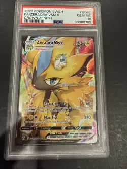 2023 POKEMON SWORD & SHIELD CROWN ZENITH #GG42 FULL ART/ZERAORA VMAX PSA 10 - Image 1