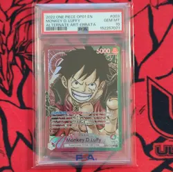 Namco Monkey D. Luffy OP01-003 Romance Dawn Alternate Art Errata Foil PSA 10 - Image 1