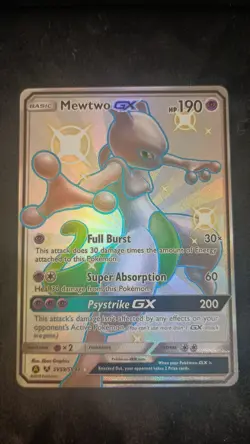 Mewtwo GX SV59/SV94 Hidden Fates Shiny Vault Holo Pokemon Card MP - Image 1