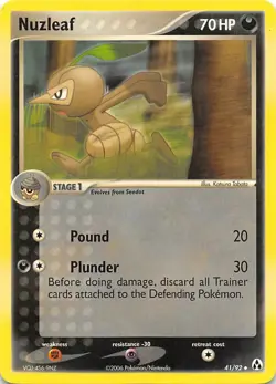 NUZLEAF 41/92 - UNCOMMON - NON-HOLO - EX Legend Maker - Pokemon Card - NM/M - Image 1