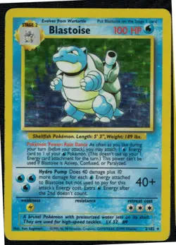 Blastoise 2/102 Base Set Holo LMP / MP Pokemon Card HQ Scan - Image 1