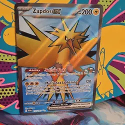 Pokemon Full Art Zapdos ex 192/165 SV 151 Ultra Rare Holo - Image 2