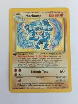 Pokemon TCG Machamp Holo 1st Edition Base Set 8/102 Holo Rare HP - Image 1