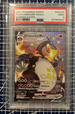 2021 POKEMON SWORD & SHIELD SHINING FATES #SV107 FULL ART CHARIZARD VMAX PSA 9 - Image 1