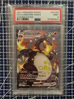 2021 POKEMON SWORD & SHIELD SHINING FATES #SV107 FULL ART CHARIZARD VMAX PSA 9 - Image 2