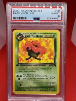 2000 Pokemon Team Rocket Dark Vileplume 1ST EDITION 30/82 PSA 8 TCG - Image 1