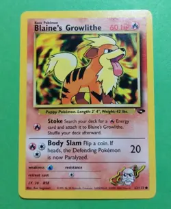 Blaine's Growlithe Gym Heroes 62/132 Regular Pokemon, LP - Image 1