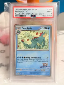 2025 POKEMON SVP213 EN-SV PROMO ILLUSTRATION CONTEST 2024 #213 FERALIGATR PSA 9 - Image 1