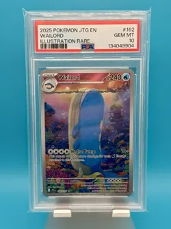 2025 POKEMON JTG EN-JOURNEY TOGETHER ILLUSTRATION RARE #162 WAILORD PSA 10 - Image 1