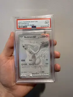 2025 POKEMON WHT EN-WHITE FLARE BLACK WHITE RARE #173 RESHIRAM EX PSA 9 - Image 1
