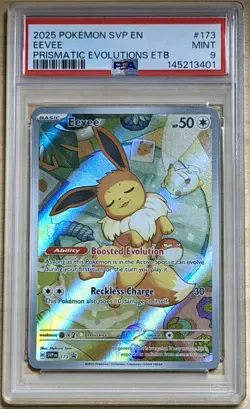 2025 Pokemon SvP EN-SV Prismatic Evolutions ETB - Eevee 173 - PSA 9 Mint - Image 1