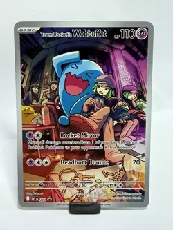 Team Rocket's Wobbuffet 203 Scarlet & Violet Promo Holo Pokemon Card NM - Image 1