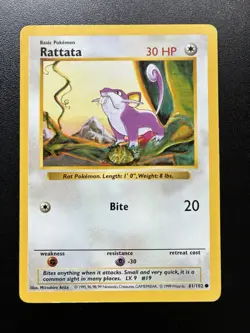 Pokemon Card Rattata 61/102 Shadowless Base Set WOTC - Image 1