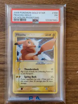 2006 Pokemon EX Holon Phantoms PSA 1 Gold Star Pikachu Holo #104 LIGHT SWIRL - Image 1