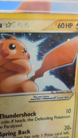2006 Pokemon EX Holon Phantoms PSA 1 Gold Star Pikachu Holo #104 LIGHT SWIRL - Image 2