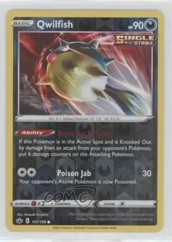 Qwilfish Reverse Foil Pokemon Sword & Shield Chilling Reign #101 - Image 1
