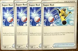 Super Rod 188/193 Sv02: Paldea Evolved Non-Holo Pokemon TCG playset (X4) - Image 1