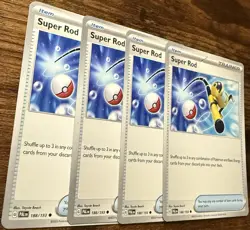 Super Rod 188/193 Sv02: Paldea Evolved Non-Holo Pokemon TCG playset (X4) - Image 3