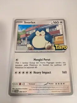 Pokemon Indonesia Taro Stamp Promo SNORLAX 286/SV-P US SELLER - Image 1