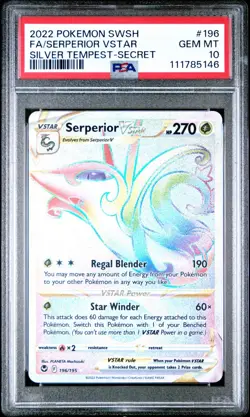 Pokemon TCG SWSH Silver Tempest Serperior Vstar Hyper Rare PSA 10 Gem Mint - Image 1
