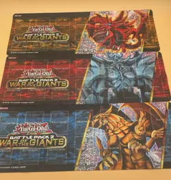 Yugioh Set of All 3 Battle Pack 2 War of the Giants Playmats!! Slifer Obelisk Ra - Image 1