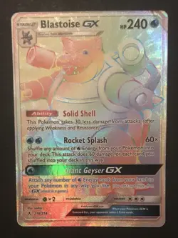 Blastoise GX 218/214 SM Cosmic Eclipse RAINBOW HYPER RARE HOLO Pokemon Card PL - Image 1