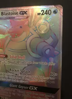 Blastoise GX 218/214 SM Cosmic Eclipse RAINBOW HYPER RARE HOLO Pokemon Card PL - Image 3