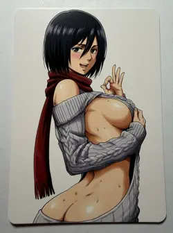 SEXY HEROINE WAIFU Mikasa ATTACK ON TITAN ACG PREMIUM HOLOFOIL CARD NM - Image 2
