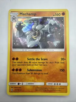 Pokemon Machamp Holo Rare Card 65/145 Guardians Rising Trading Card - Image 1