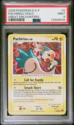 2008 POKEMON DIAMOND & PEARL GREAT ENCOUNTERS #5 PACHIRISU-HOLO PSA 9 - Image 1