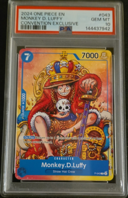 Bandai Monkey.D.Luffy P-043 Convention Promo Foil PSA 10 One Piece 7000 Power - Image 1