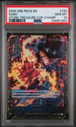 2025 One Piece Store Treasure Cup Champ #120 Sabo PSA 10 GEM MINT ENGLISH - Image 1
