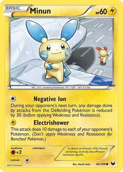 Minun 40/108 B&W Dark Explorers Common MINT! Pokemon - Image 1
