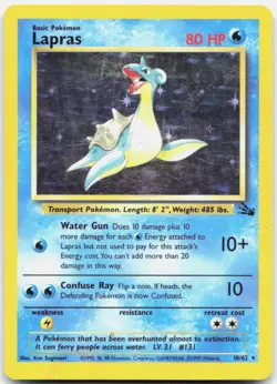 Pokemon TCG Lapras (10) Fossil Holo Rare 10/62 Unlimited Holo - Image 1