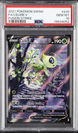 2021 POKEMON SWORD & SHIELD FUSION STRIKE #245 FULL ART/CELEBI V PSA 10 - Image 1