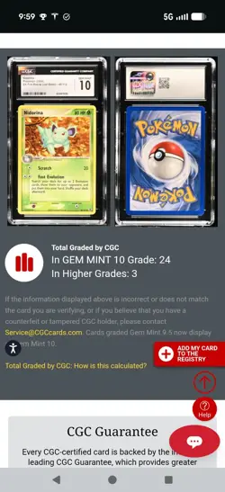 (POP 24) CGC 10 GEM MINT Nidorina 40/112 Pokemon 2004 EX FireRed & LeafGreen - Image 4